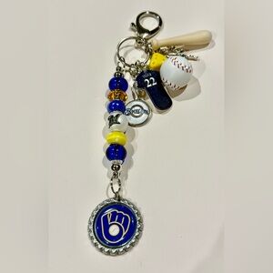 Milwaukee Brewers Beaded  Keychain